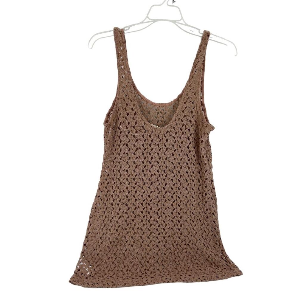 Staring At Stars Anthro Women's Beige Crochet Tank Top Size Large Sleeveless - Picture 2 of 4